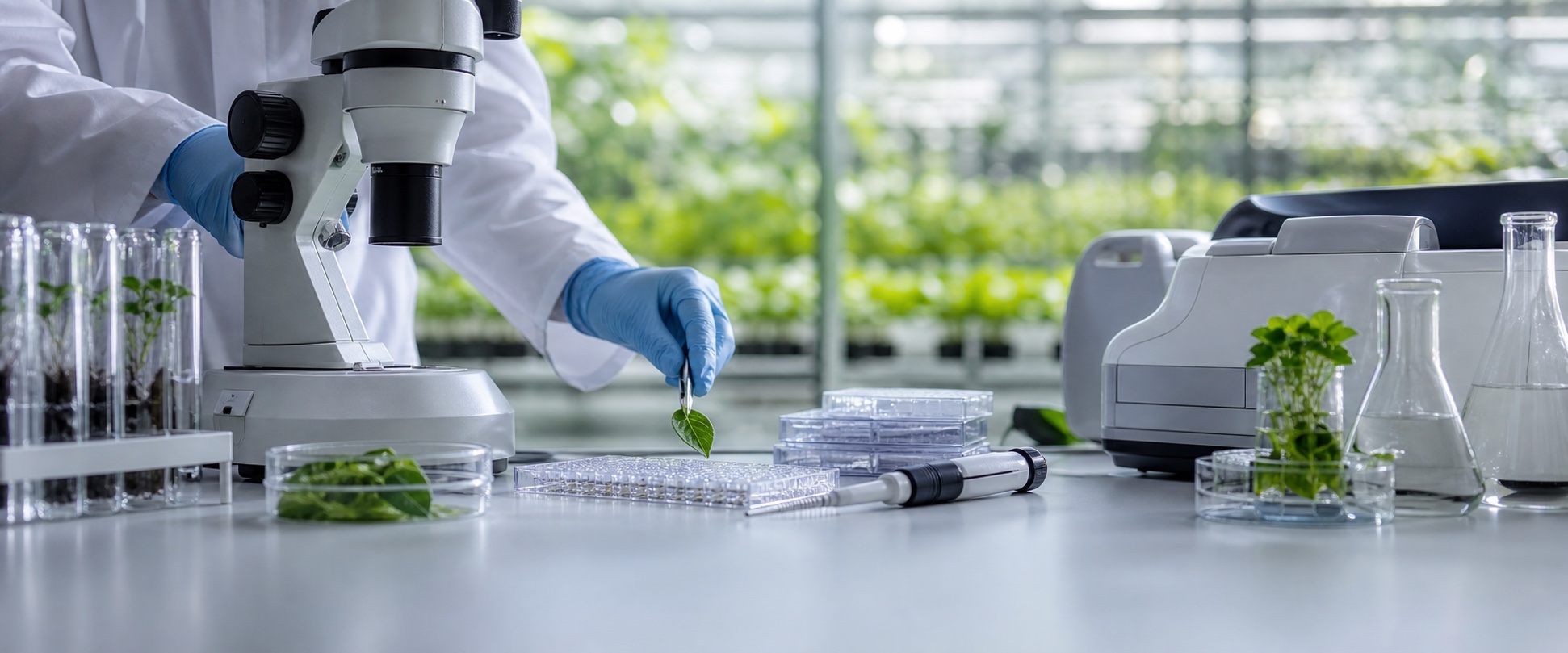 Crops growing in a controlled agricultural facility