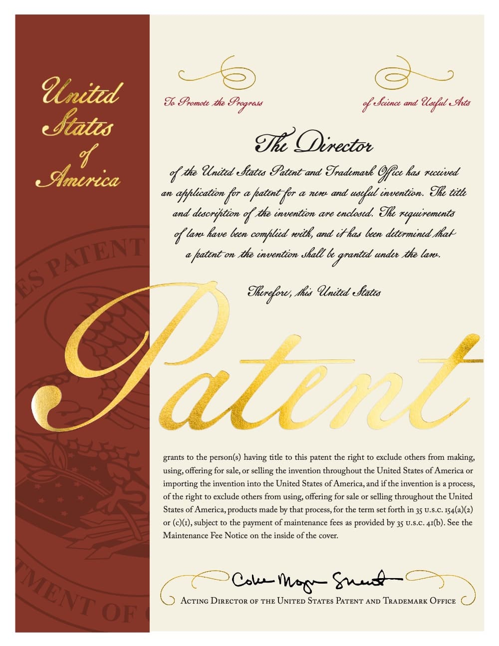 U.S. patent certificate for a Fusarium diagnostic kit