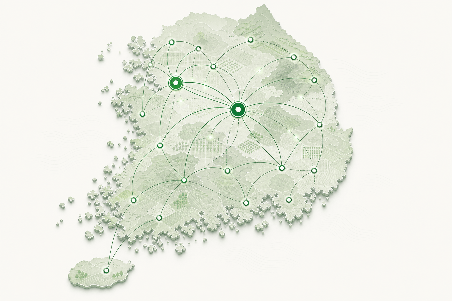 Map of ABC Circle's domestic network across ten regions of South Korea
