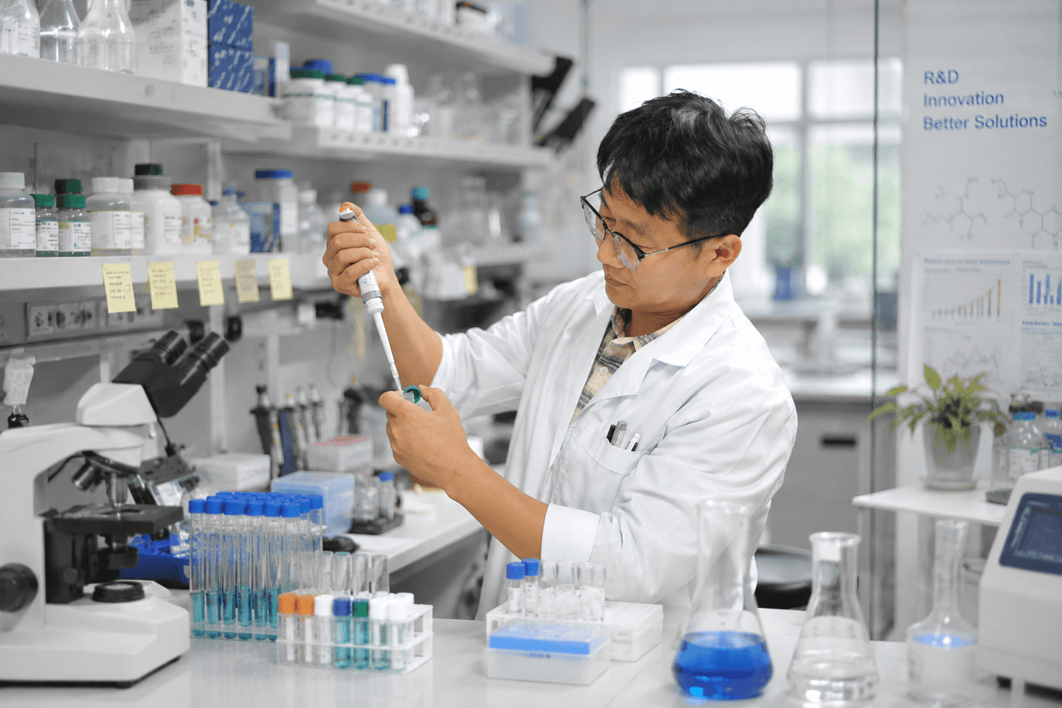 A researcher testing a plant sample